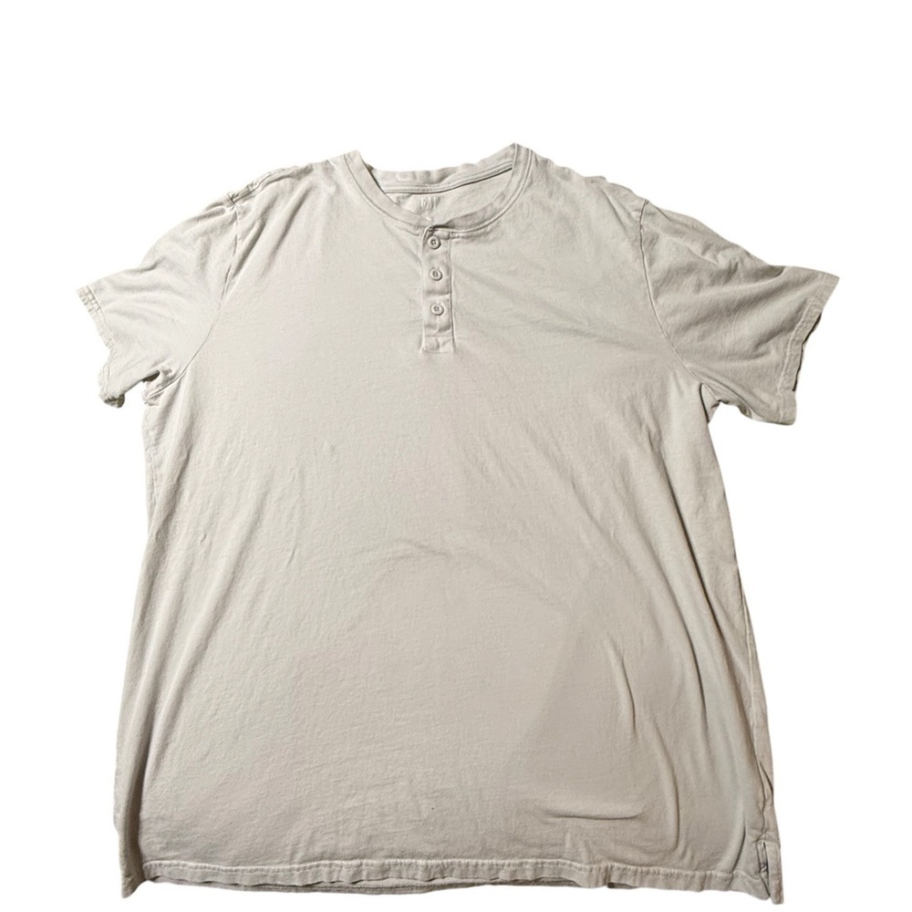 Men’s Gap Tee Shirt XXL Light Gray Short Sleeve 3 Button Untucked Sport NEW